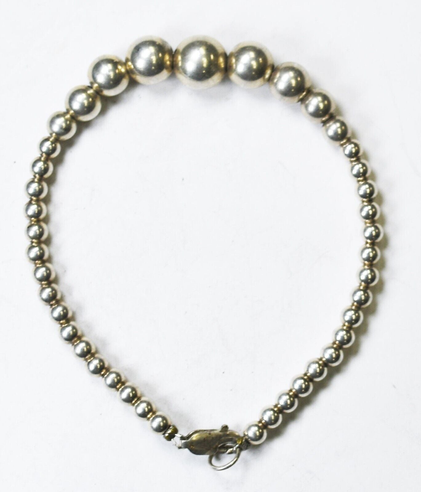 Sterling Silver Graduated Bead Bracelet 4-9mm 7.5"