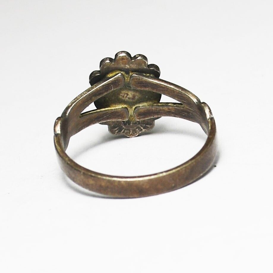 Sterling Vintage Wheeler Lemmon MOP Solitaire Ring 12mm Size 5.5