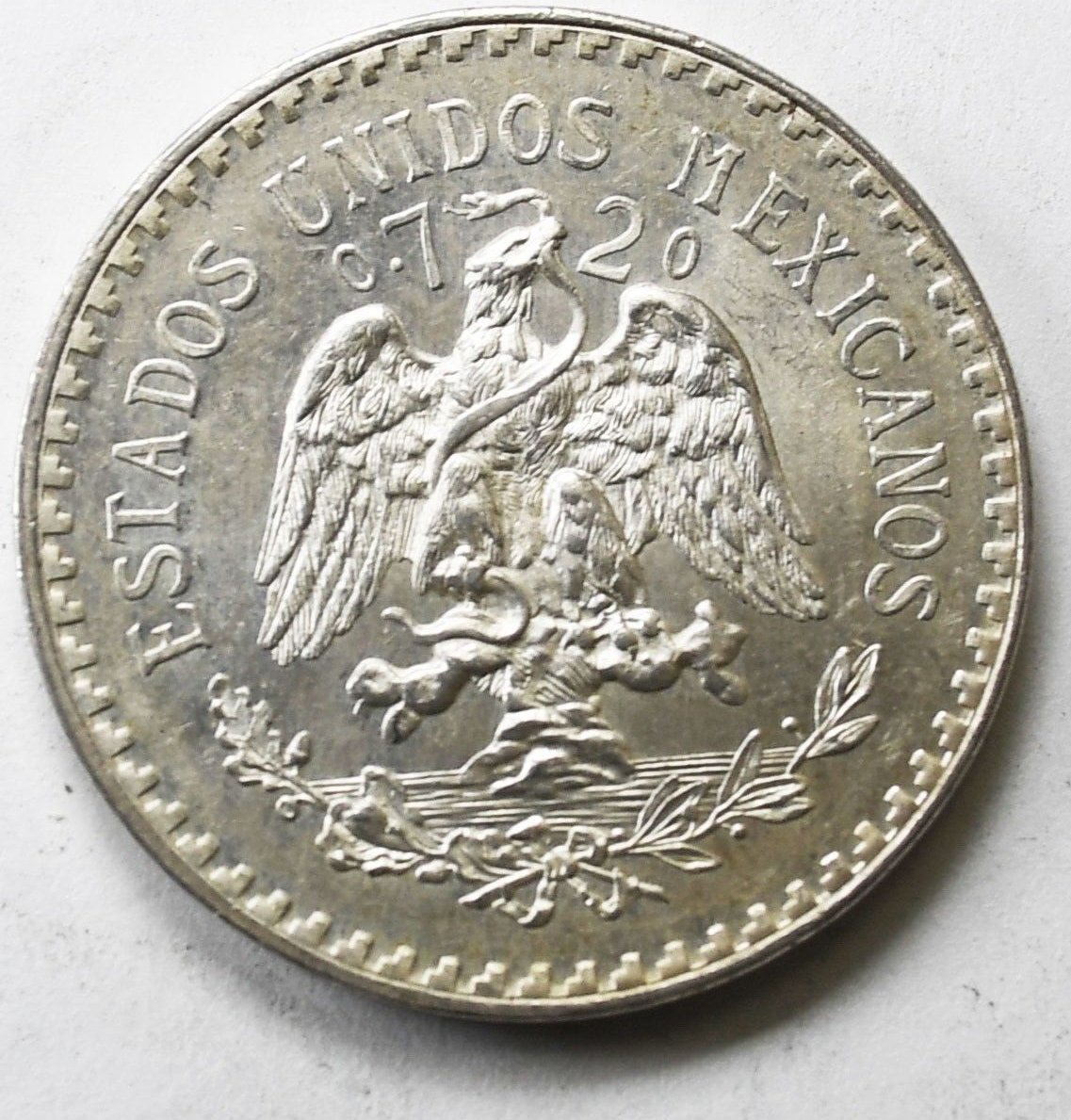 1940 Mexico Silver One Peso Coin KM#455