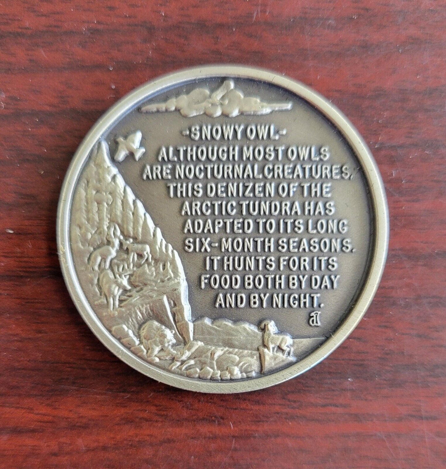 Longines Symphonette Sterling Snowy Owl Wildlife Series Medal 1.1oz Coin