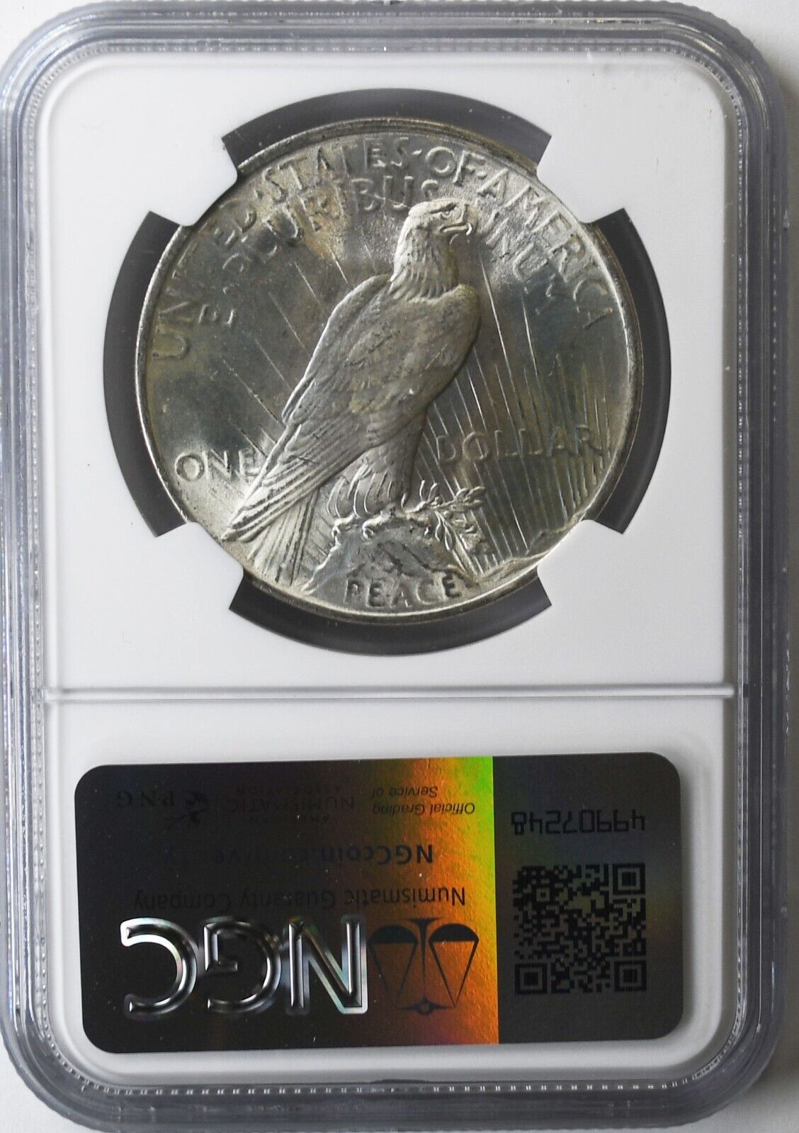 1923 $1 Peace Silver One Dollar US NGC MS64 Mint Error Strike Thru Blindfold