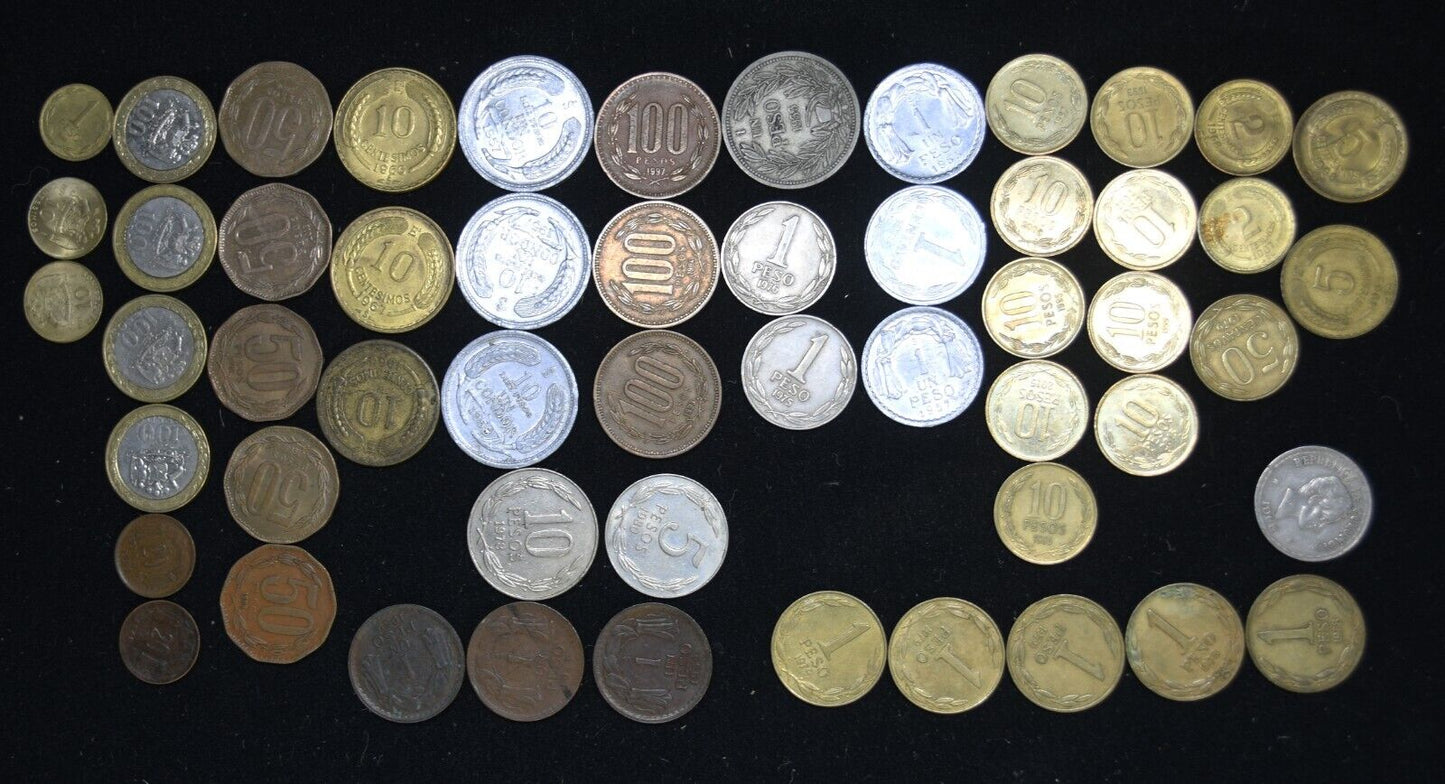 54pc Chile 1 5 10 50 100 Pesos 1933-2015 Centesimos Centavos