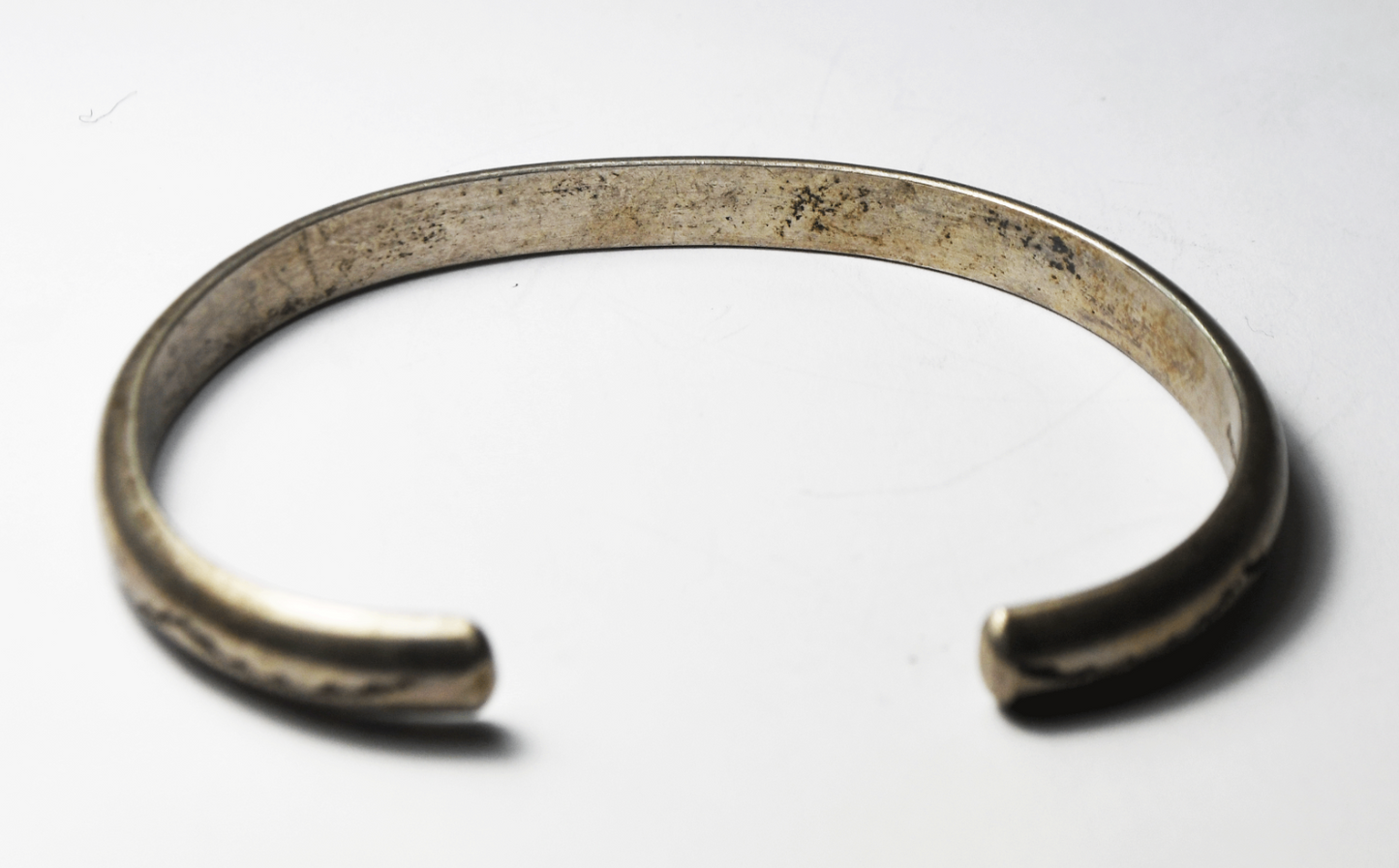 Vintage Rounded Bar Cuff Bracelet Rays 7mm 7.25" Wrist 28.6g