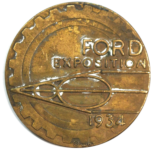 1934 Ford Exposition V8 A Century of Progress Chicago Medal 34mm Token