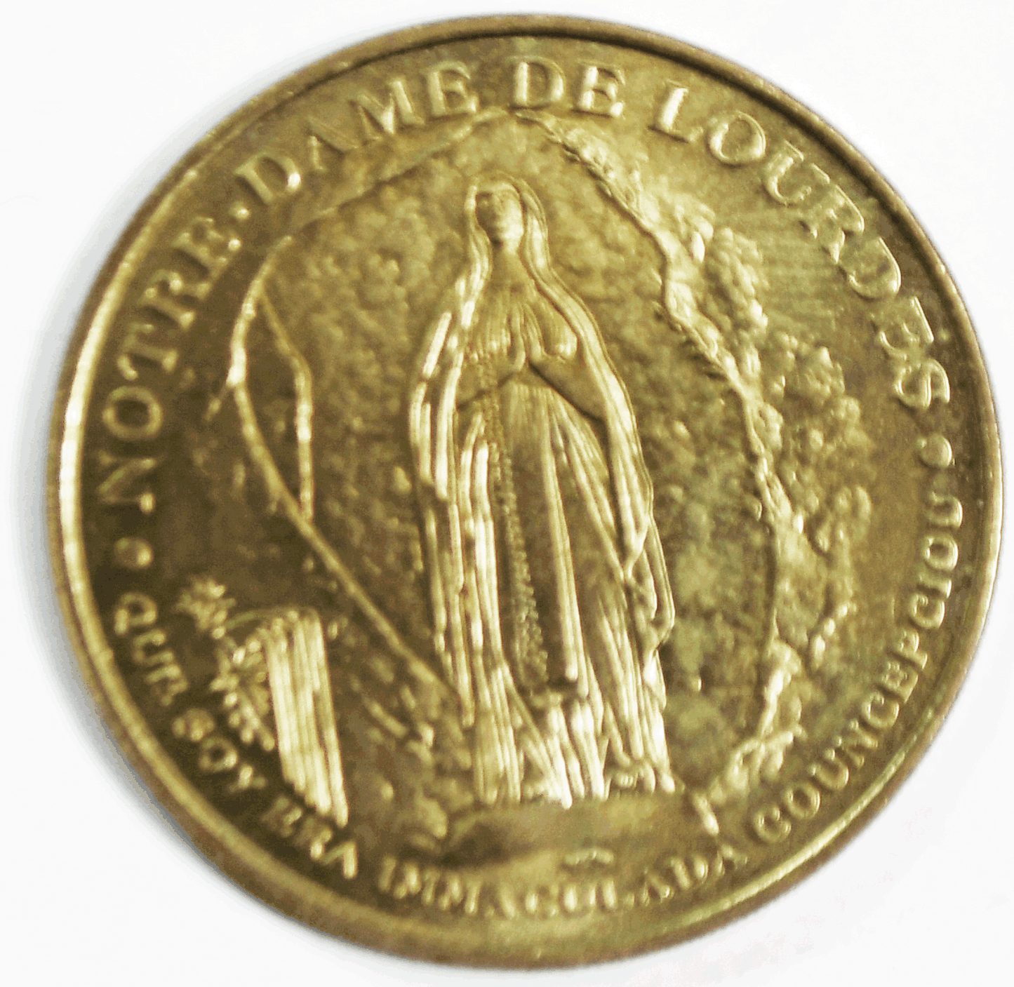 Notre Dame de Lourdes Medal Sanctuaries Brass 34mm Token