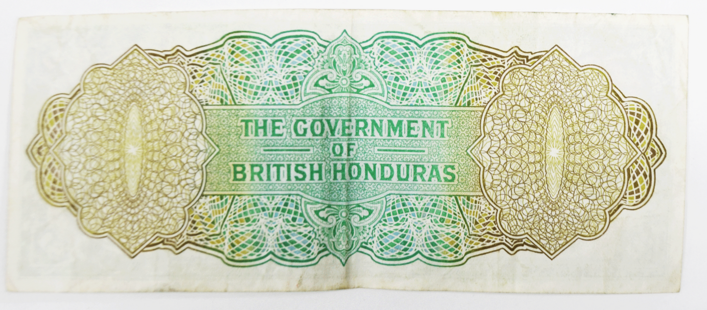 1965 British Honduras $1 One Dollar Circulated Banknote G/4 695586