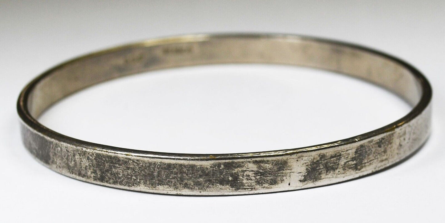 Sterling Silver Mexico Round Medium Plain Bangle 6mm Bracelet