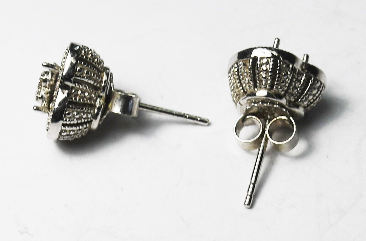 Sterling Silver Heart Diamond Earrings 10mm