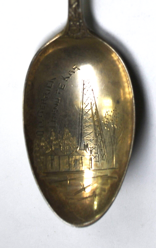 Sterling Silver Gorham Oil Derrick Chanute Kansas Souvenir Spoon 5-3/4" Mono