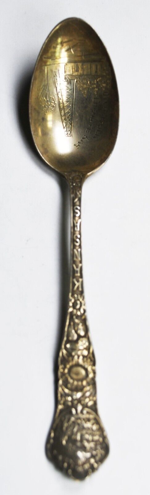 Sterling Silver Gorham Oil Derrick Chanute Kansas Souvenir Spoon 5-3/4" Mono