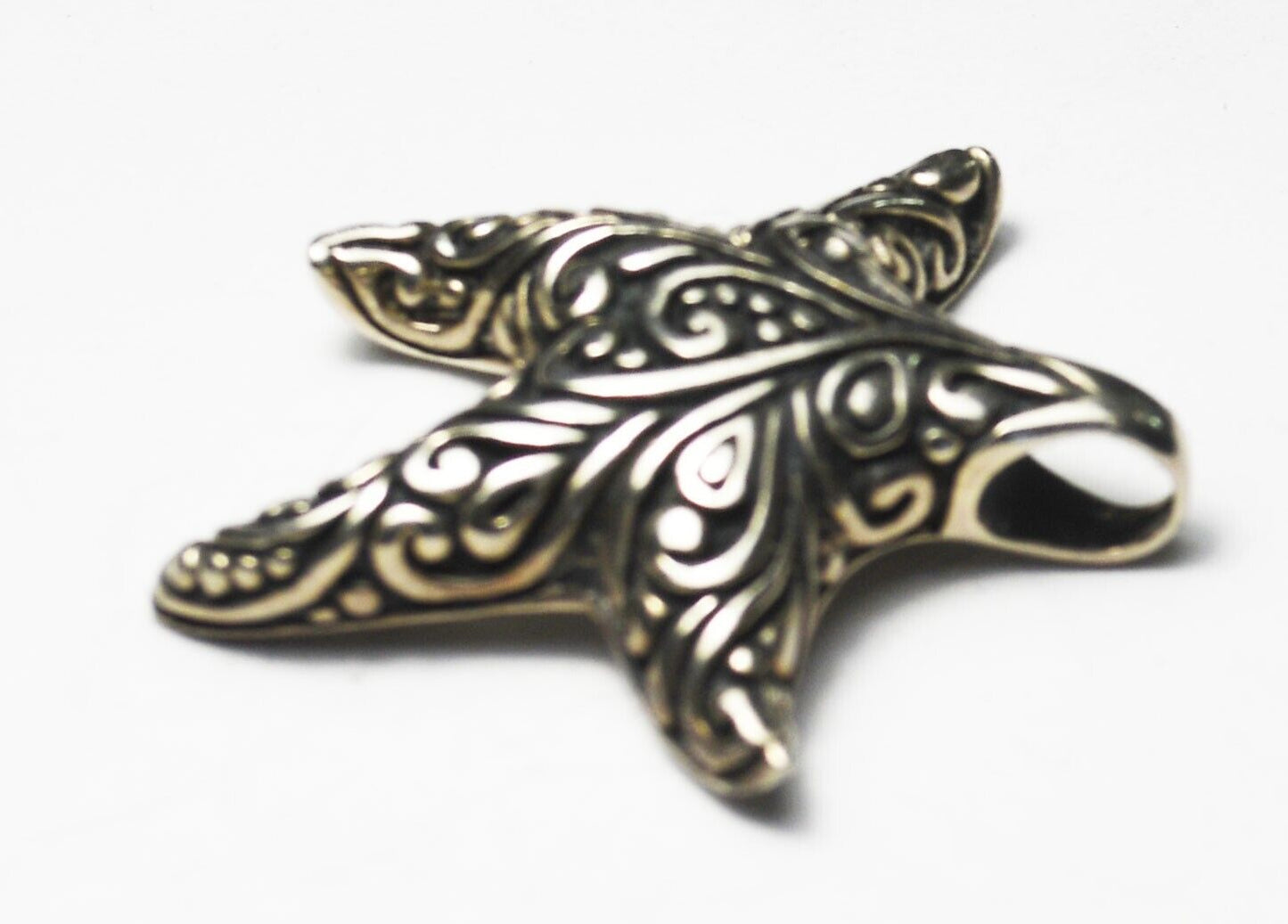 Sterling Silver Starfish Scroll Dot Pendant 34mm x 30mm