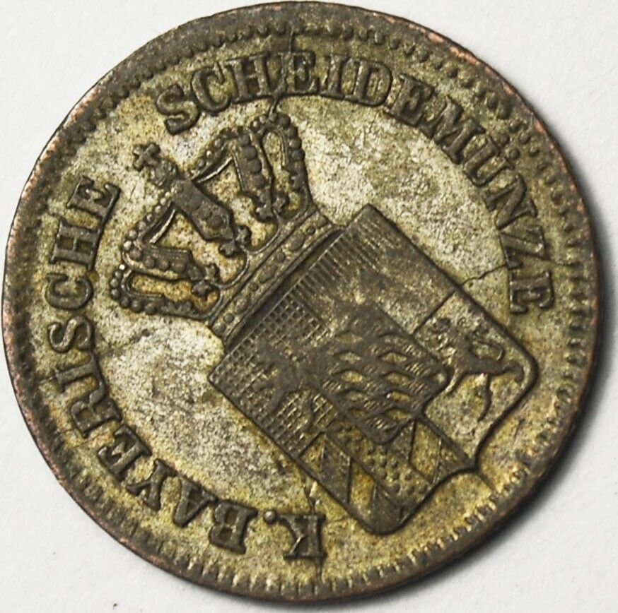 1860 German States One 1 Kreuzer KM# 858 Silver Coin Low Mintage