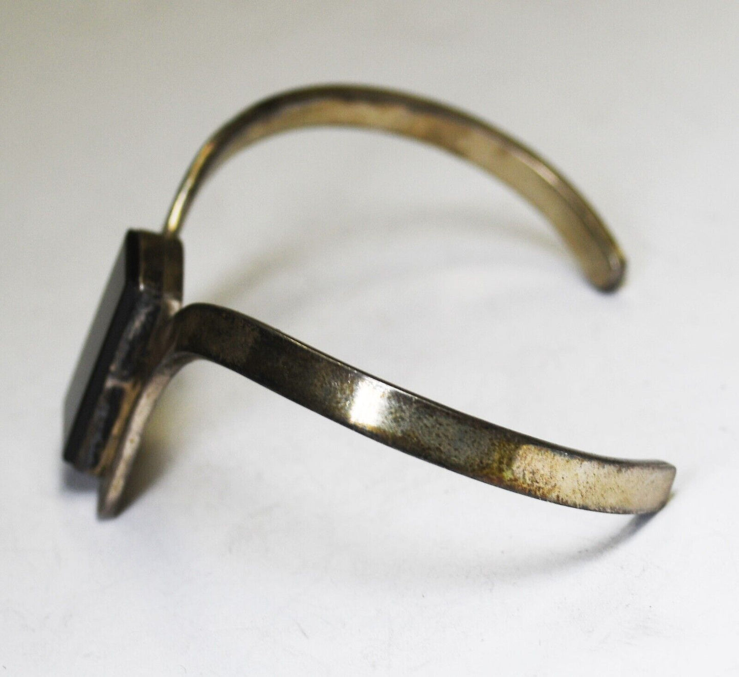 Sterling Silver Mexico TB-08 Rectangle Onyx Cuff Bracelet 35mm 7.25" Wrist