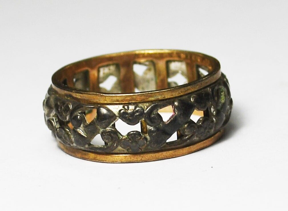 Sterling Silver Cradle Craft 10k GF Two Tone Band Ring 8mm Size 8