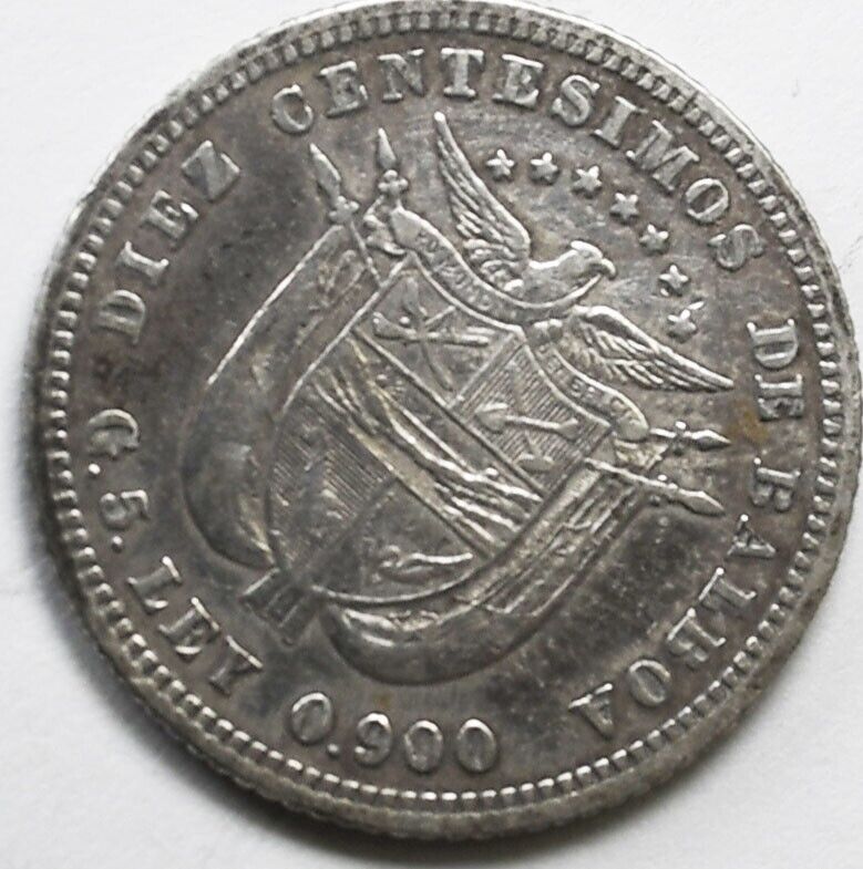 1904 Panama 10 Centesimos KM# 3 Silver Coin