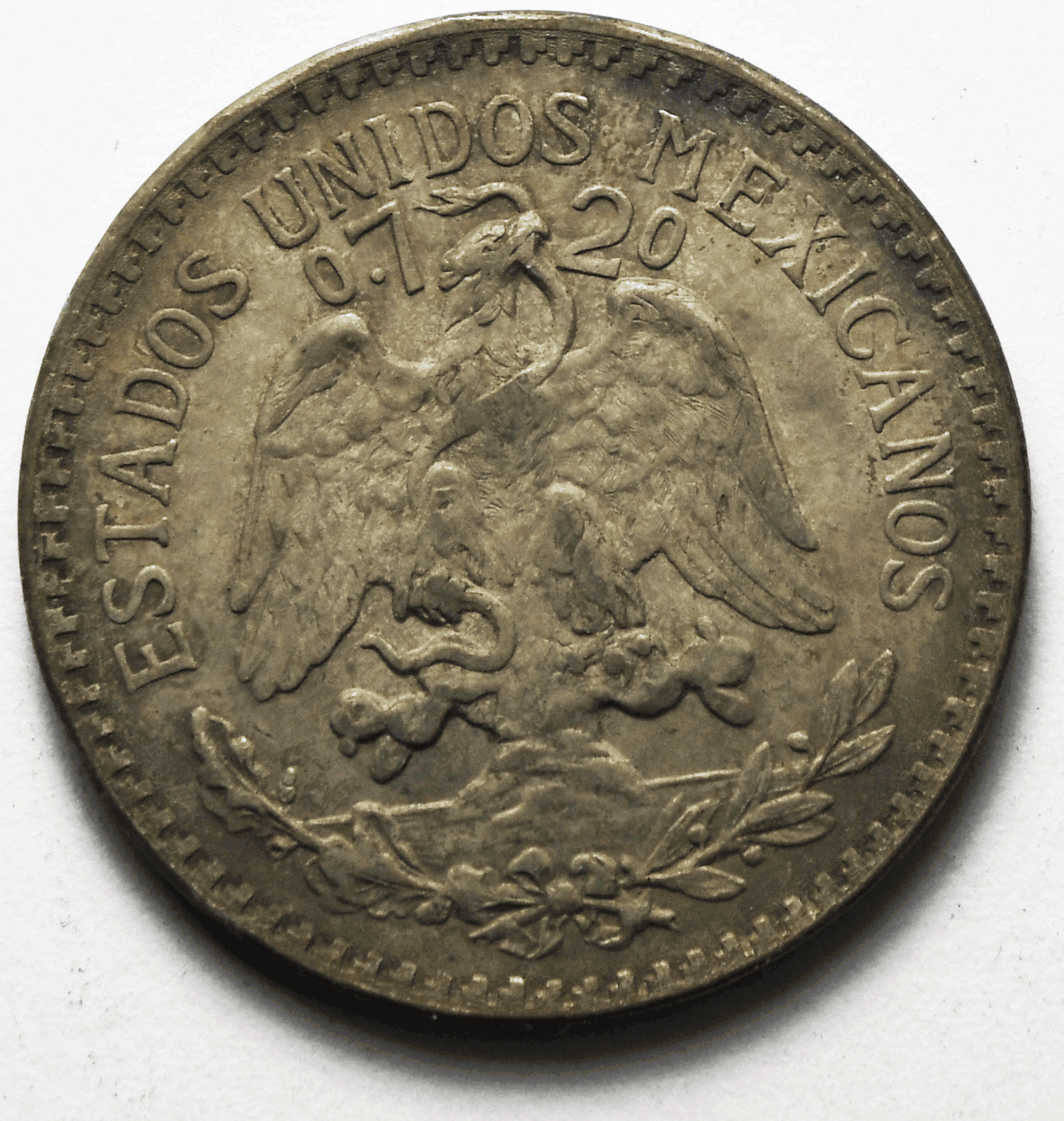 1939 Mexico Estados Unidos Mexicanos Fifty Centavos 50c Silver Coin KM#447