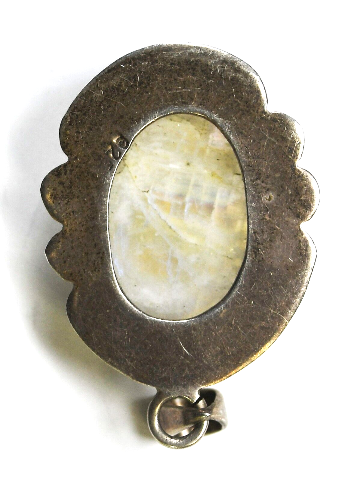 Sterling Silver Oval Iridescent Crackle Quartz Pendant 42mm x 23mm