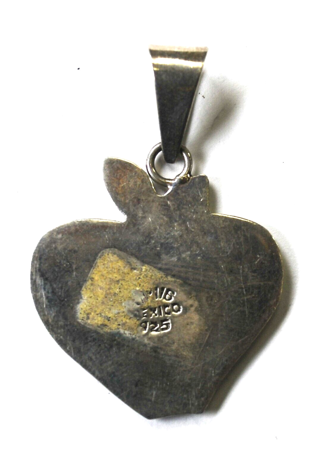 Sterling Silver Mexico Apple Heart Favorite Teacher Pendant 45mm x 30mm