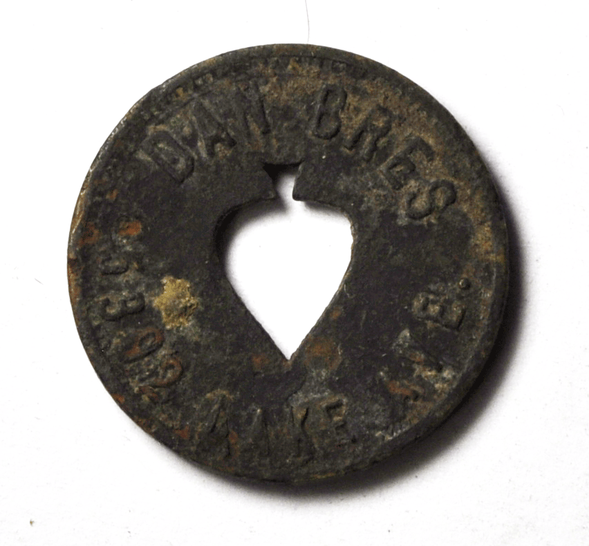 Dan Bres 5392 Lake Ave St Joseph MO Spade Cut Out 5c Trade Token 20.5mm