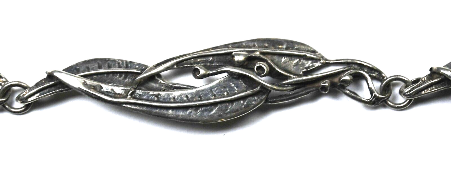 Sterling Silver Eucalyptus Lily Floral Leaf 10mm Necklace 16.25"