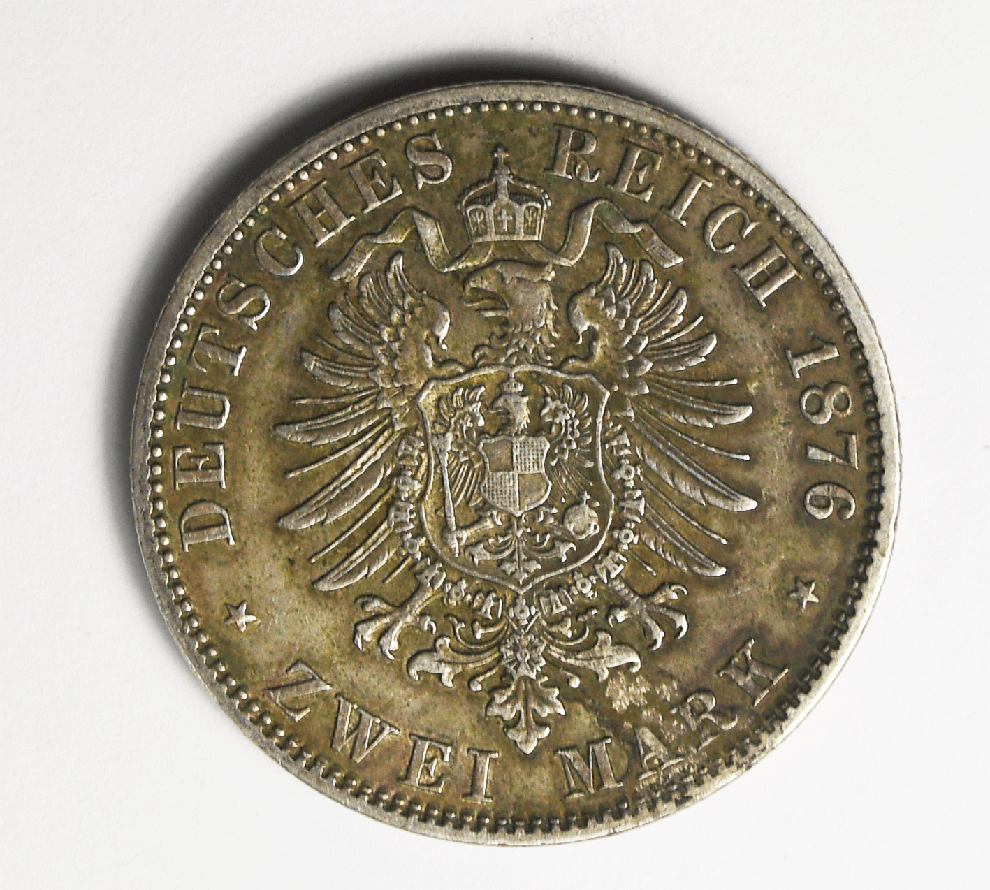 1876 A German States Prussia 2 Mark Silver Coin KM# 506