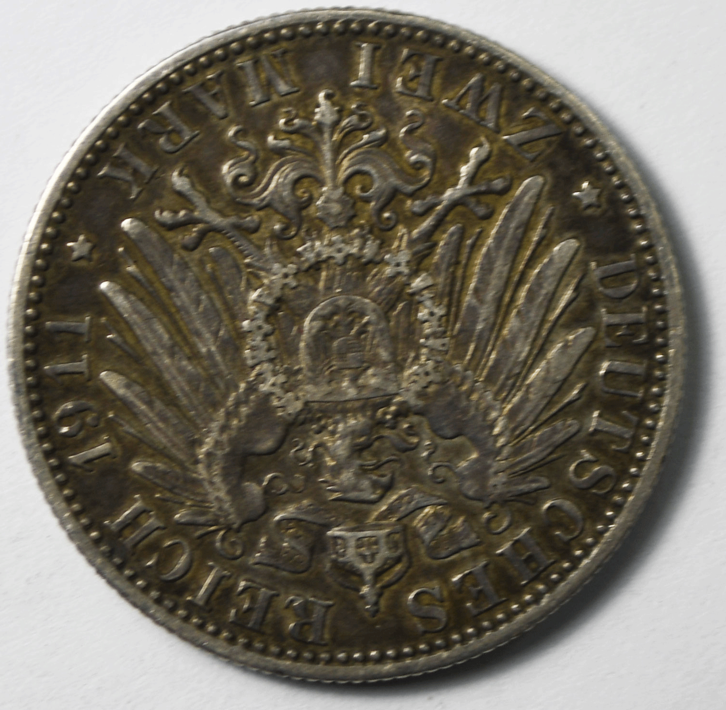 1911 German States Bavaria 2 Two Mark Silver Coin KM# 997