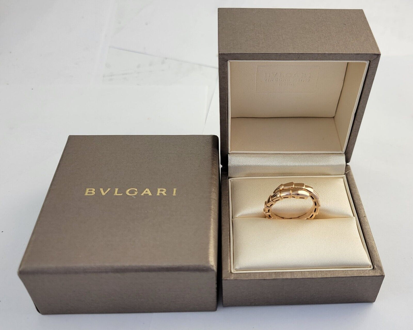 BVLGARI Ring Serpenti Viper US7-7.75 L Engraved 18K 750 Yellow Gold Band