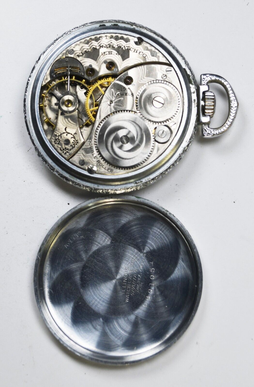 1916 Elgin 314 Size 12 Open Face Pocket Watch Deco Case