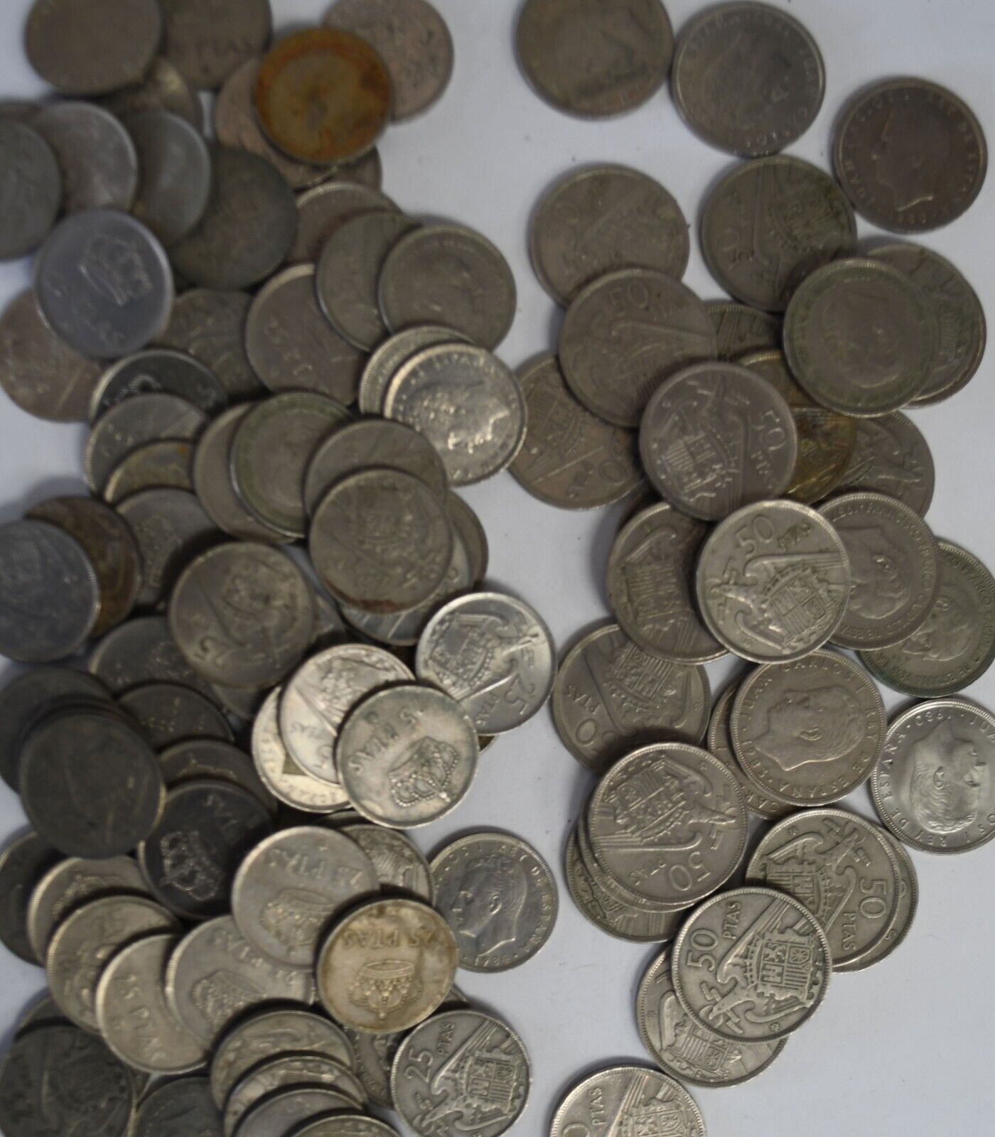 109pc Spain 77pc 25 & 32pc 50 Pesetas Coins Lot 1950's 1980's