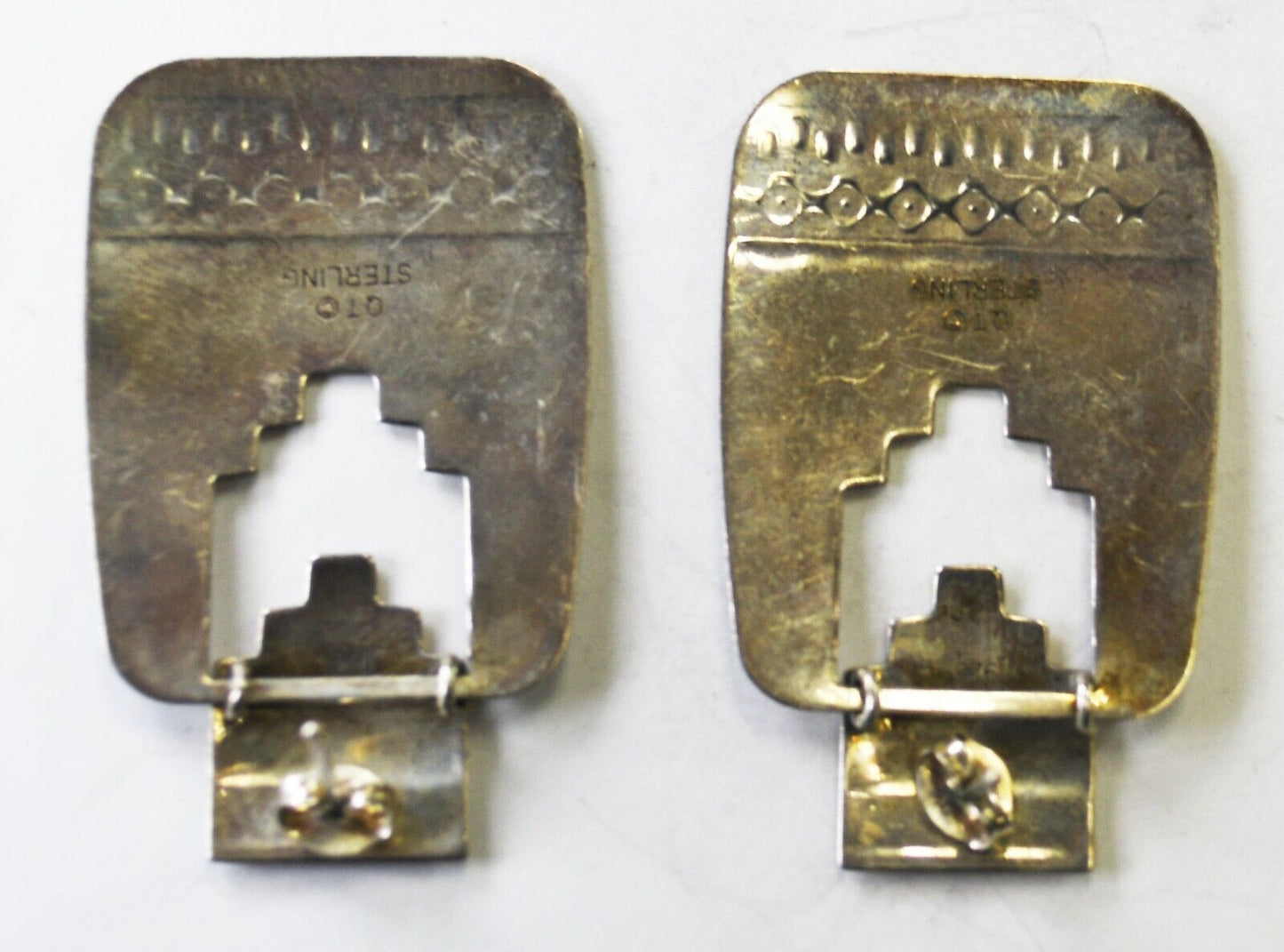 Sterling Silver Quoc QT Geometric Cutout Earrings 41mm x 26mm