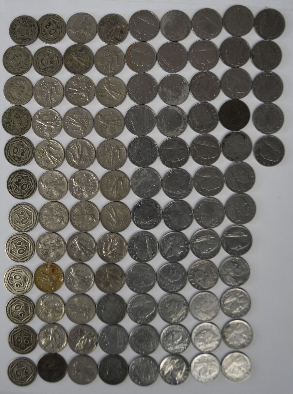 101pc Italy 20 Centesimi 1894-1943 Italian Coins
