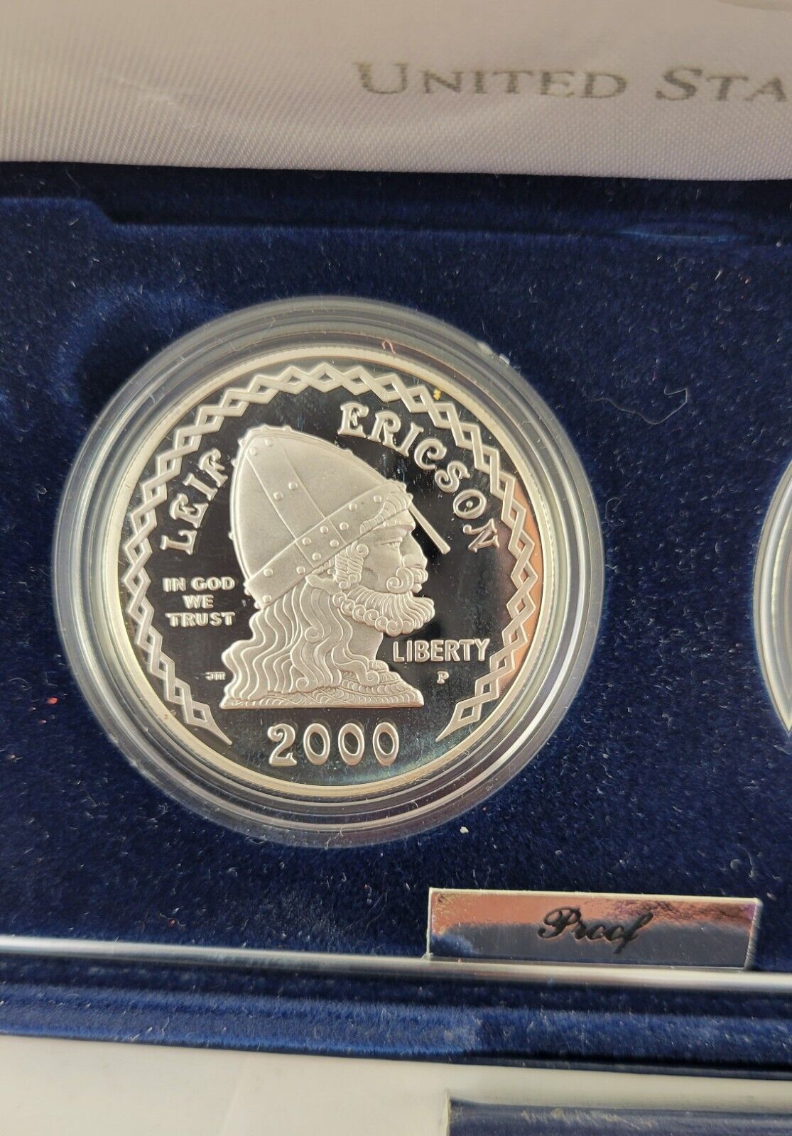 2000 Leif Ericson Millennium Commemorative Two Coin Proof Silver Set