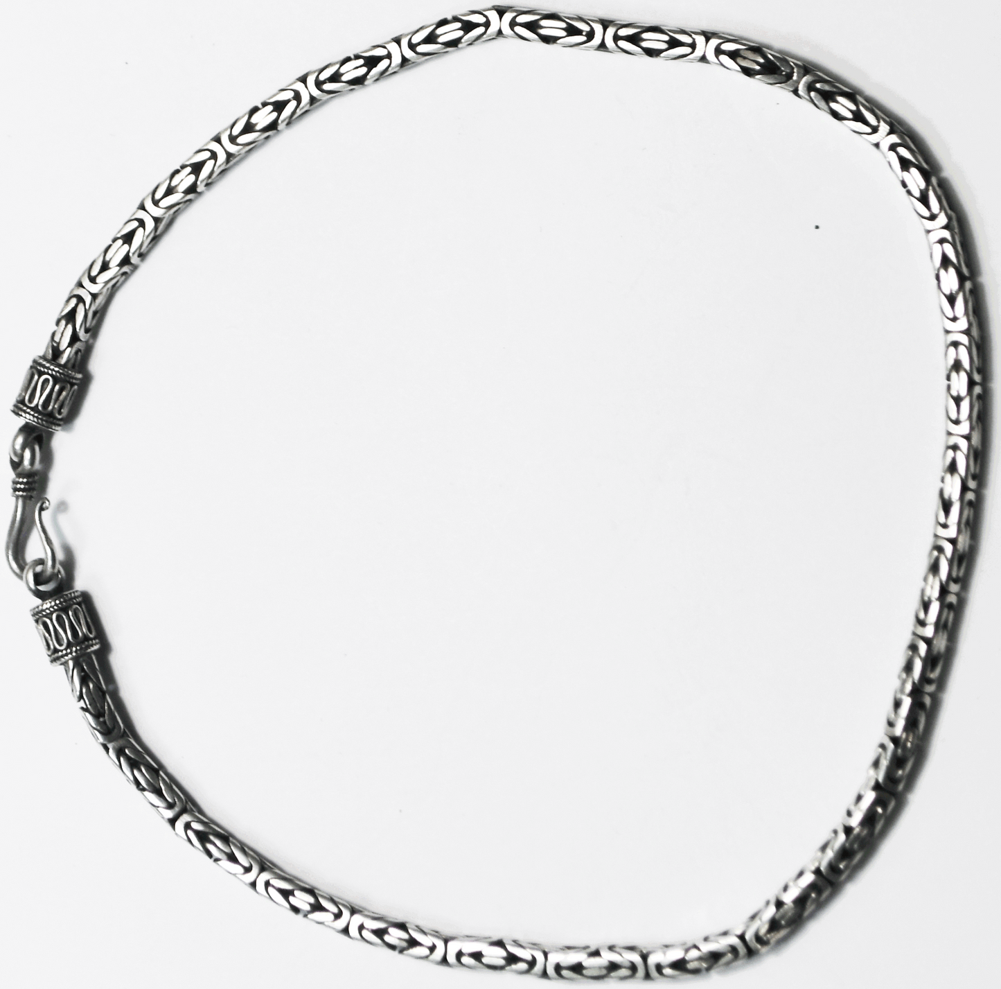 Sterling Bali Suarti Square Byzantine 4mm Necklace 15-3/4" 44g