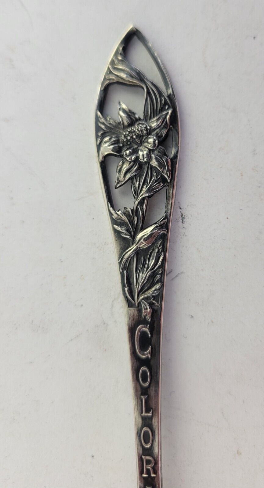 Colorado Sterling Silver 5 5/8" Souvenir Spoon .69oz. Columbine State Flower