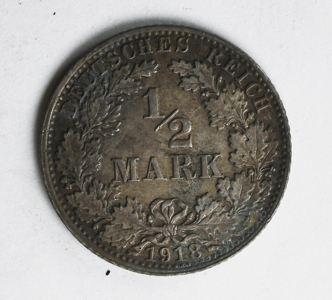 1918 A Germany Empire Silver 1/2 Mark KM# 17