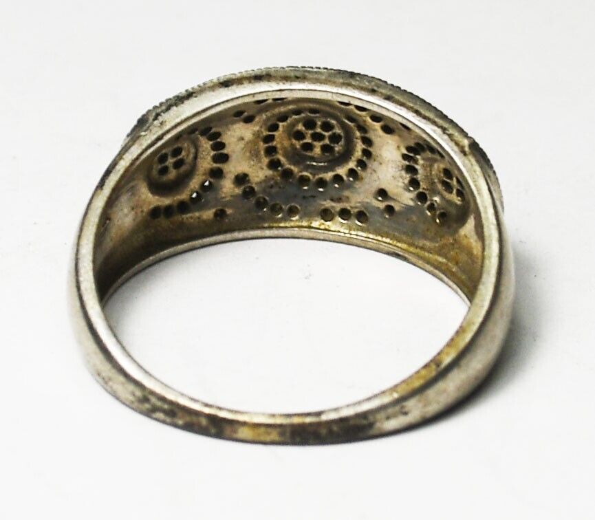 Sterling Silver Diamond Pave Cluster Ring 11mm Size 10.5