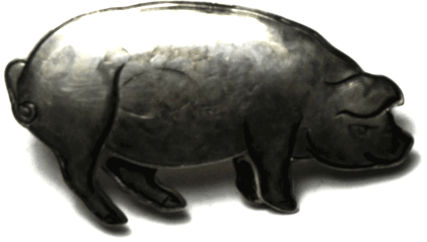 Sterling Silver Kit Carson Pig 36mm x 20mm Hog Swine