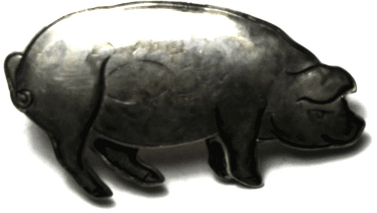 Sterling Silver Kit Carson Pig 36mm x 20mm Hog Swine
