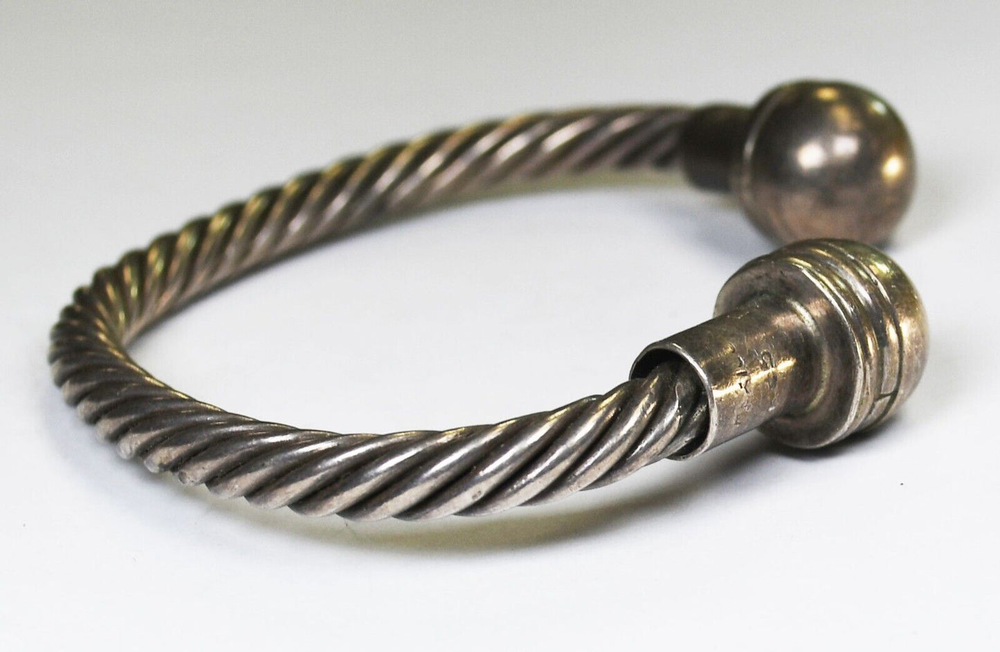 Sterling Silver Knob End Cable Bracelet 6mm 7" Wrist