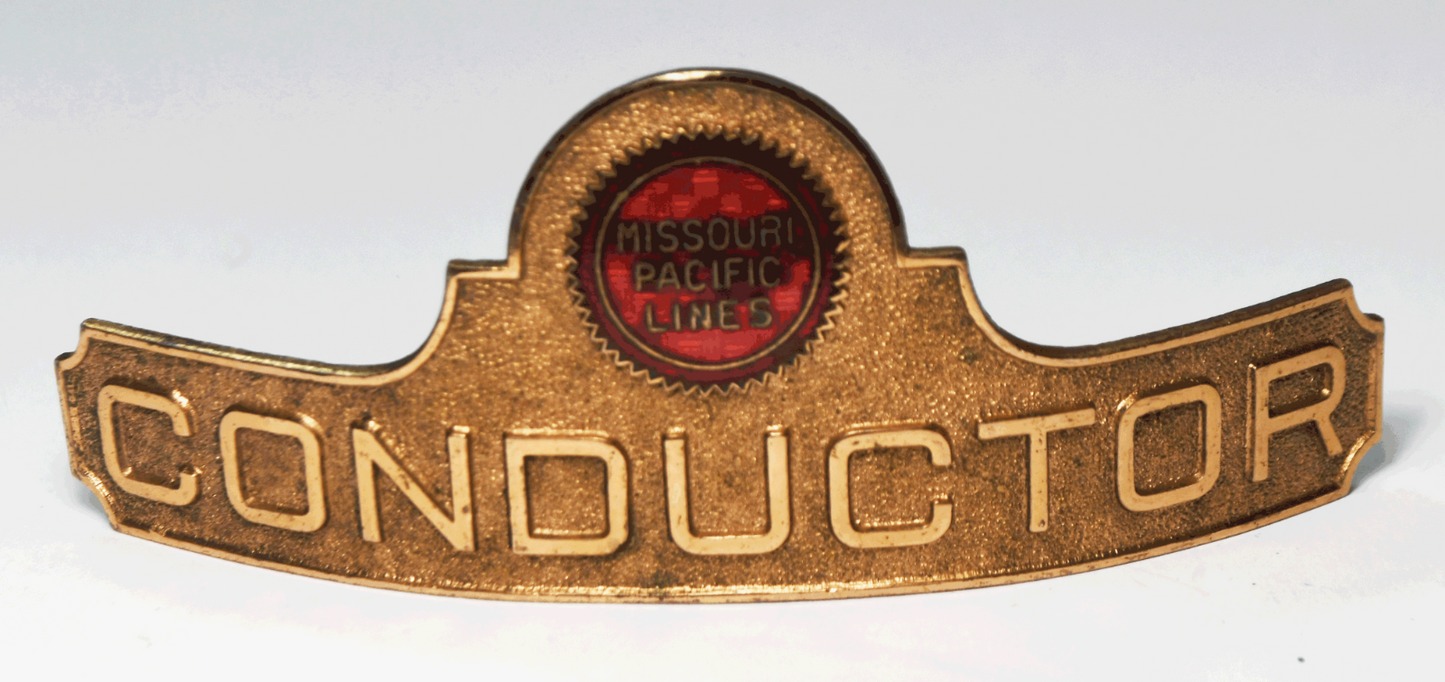 Vintage Robbins Missouri Pacific Lines Conductor Hat Tag 4-1/4" x 1-5/8"