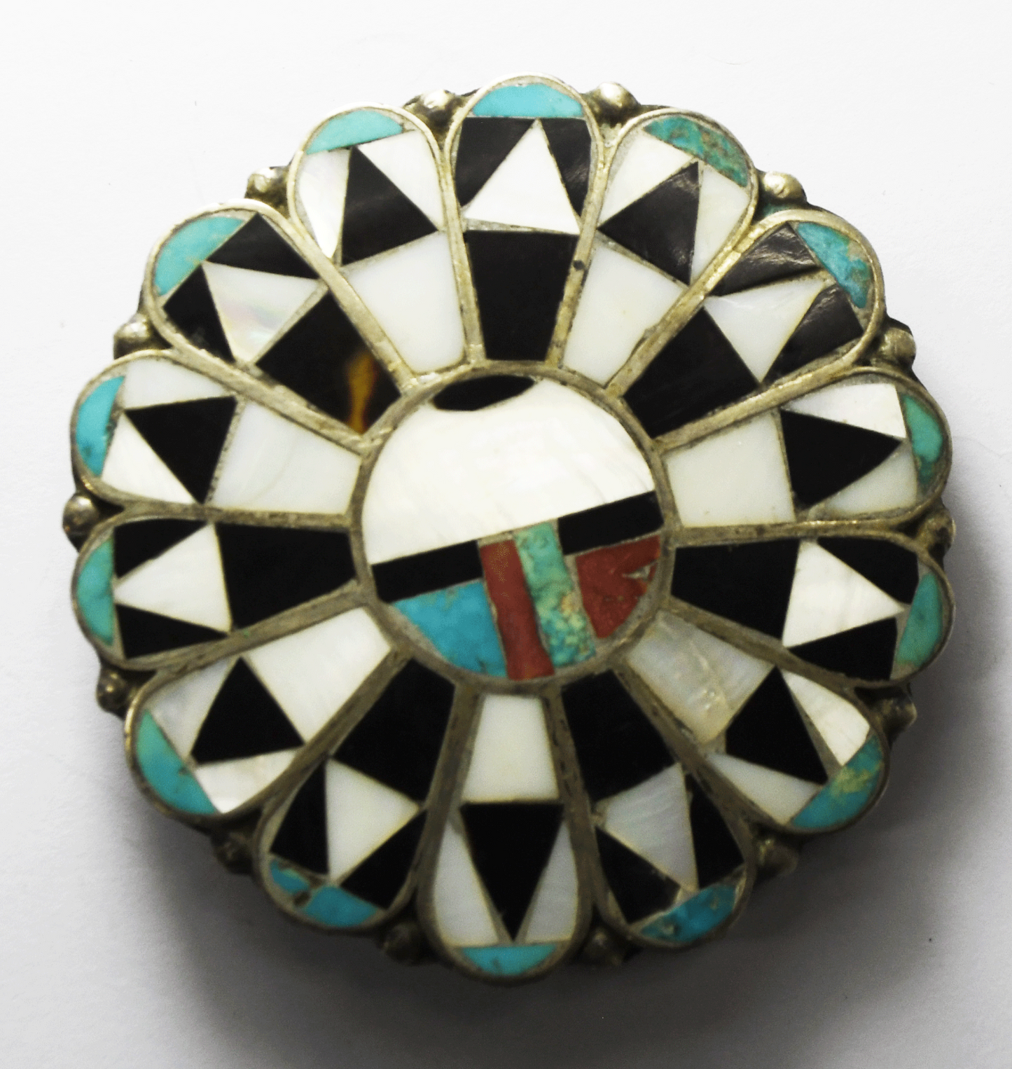Sterling Silver Round Kachina Sun Face Belt 2-1/4" Buckle 38mm Belt