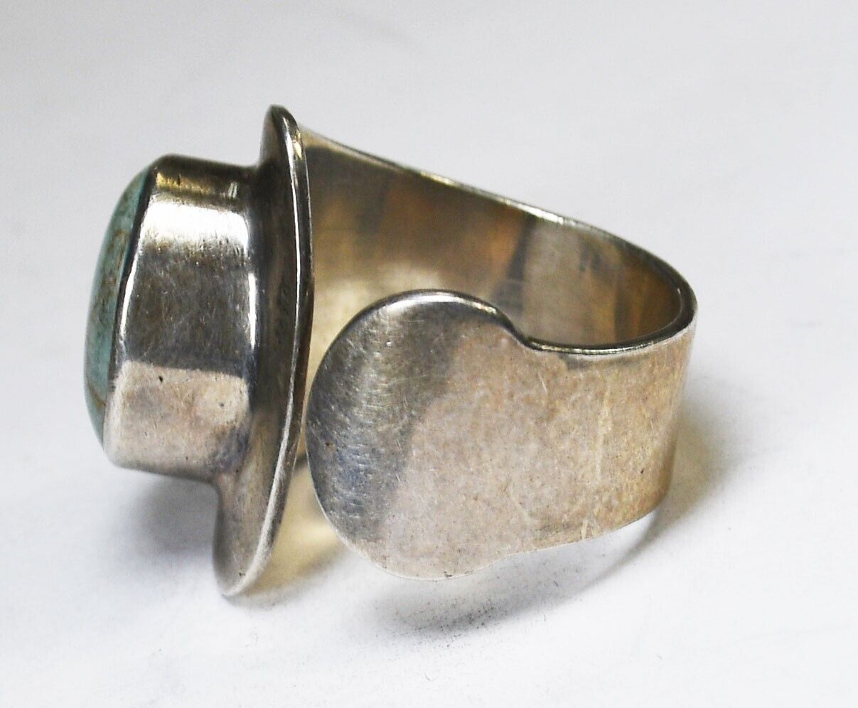 Sterling Silver Mexico Dyed Howlite Turquoise Adjustable Ring 22mm Size 8