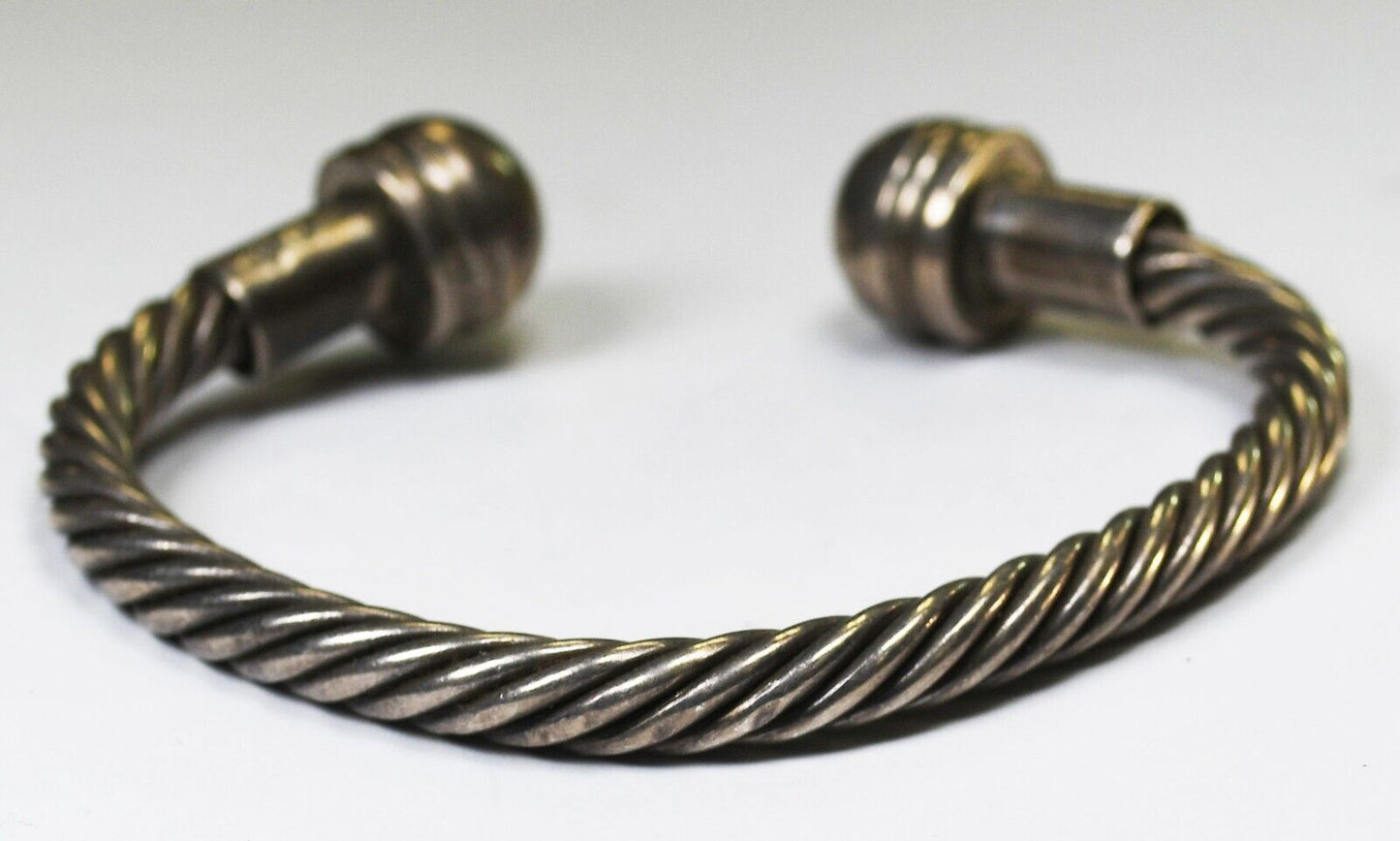 Sterling Silver Knob End Cable Bracelet 6mm 7" Wrist