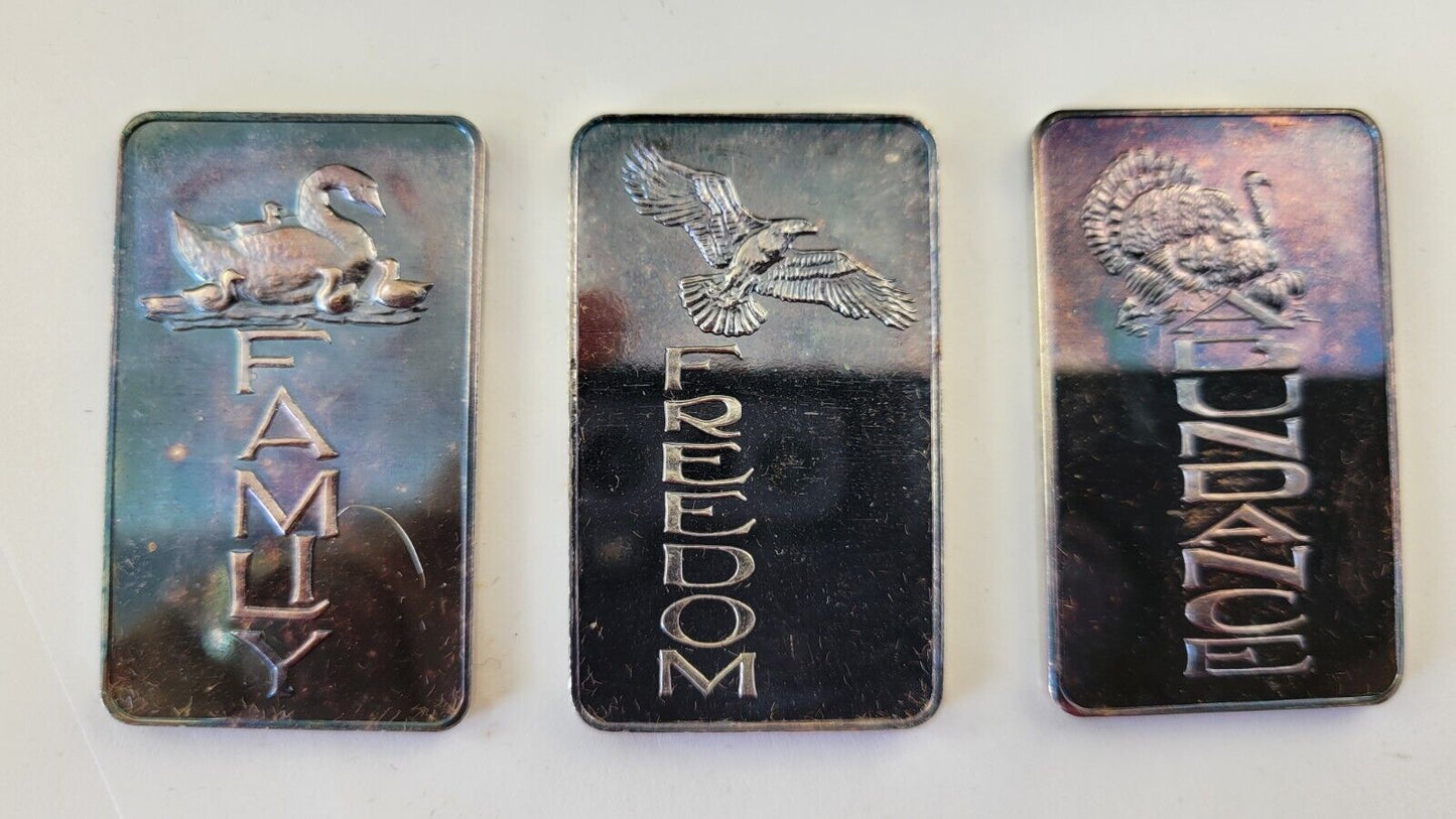 1973 Mount Everest Mint 3oz. Thanksgiving Blessings Silver Set .999 Fine Boxed