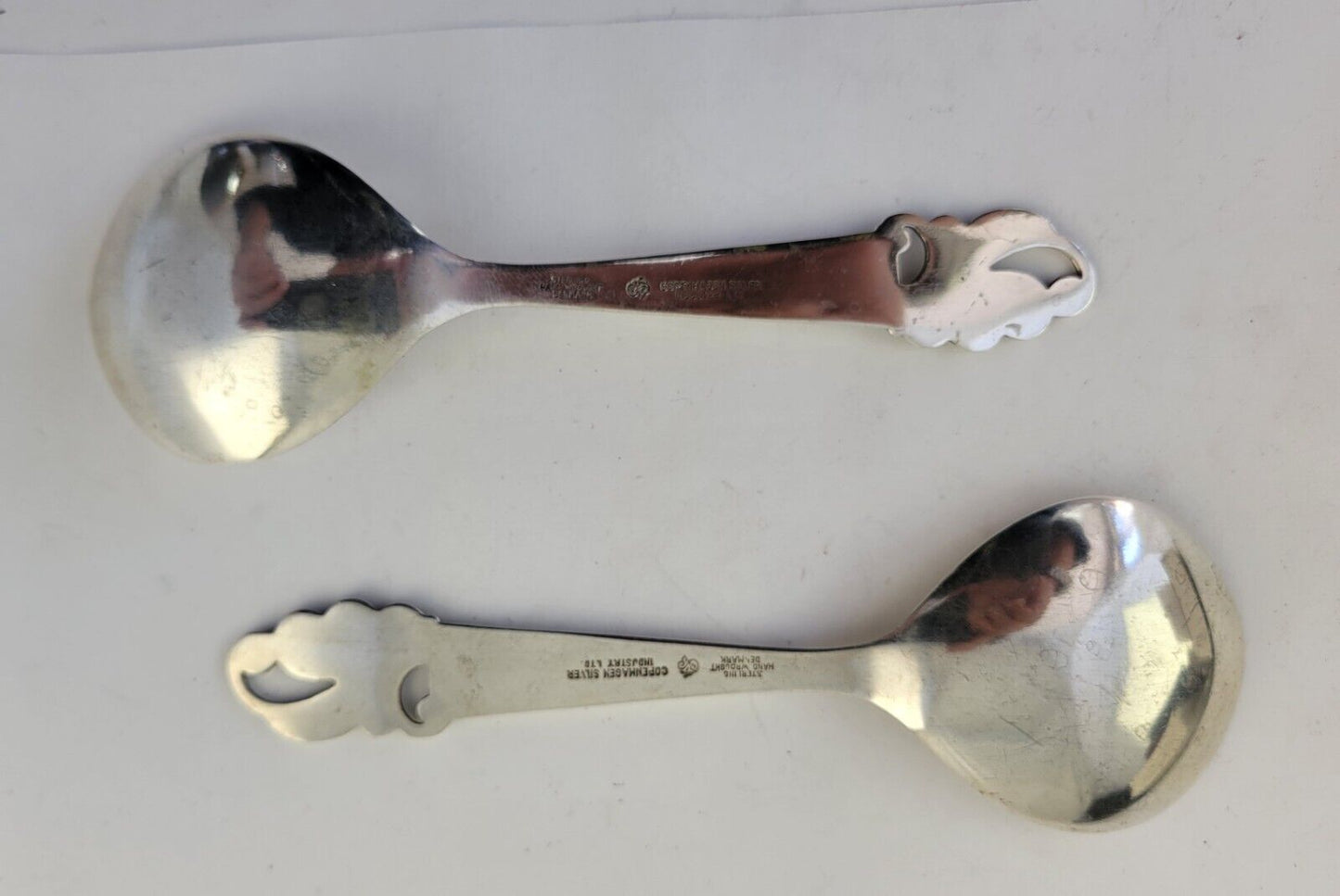 Vintage Copenhagen Sterling Silver Spoons 5 1/4" Denmark 1.3oz. Hand Wroght