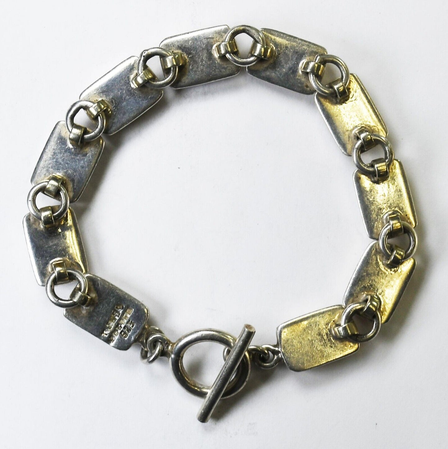 Sterling Silver Rectangle Multi Stone Bracelet 9mm 7.5" Wrist