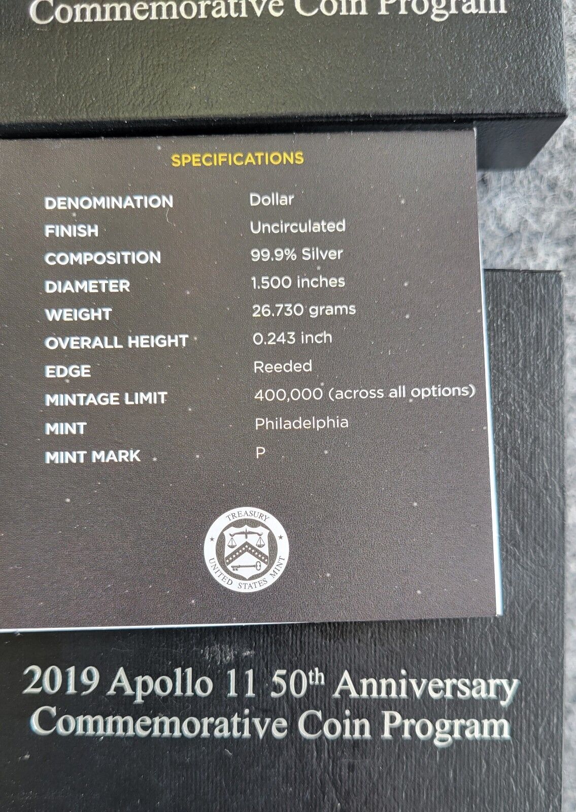 US Mint 2010, 07, 19 Commemorative Silver $1 Little Rock, Legion, Apollo, Vets