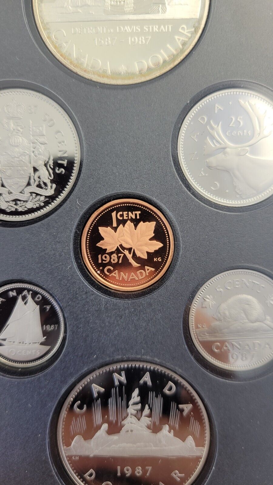 1987 Canada Proof Set 7 Coin Detroit de Davis Strait Canadian w/Box & COA
