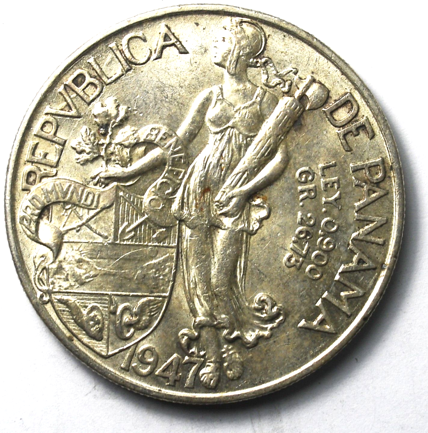 1947 Panama Balboa Silver Coin KM# 13