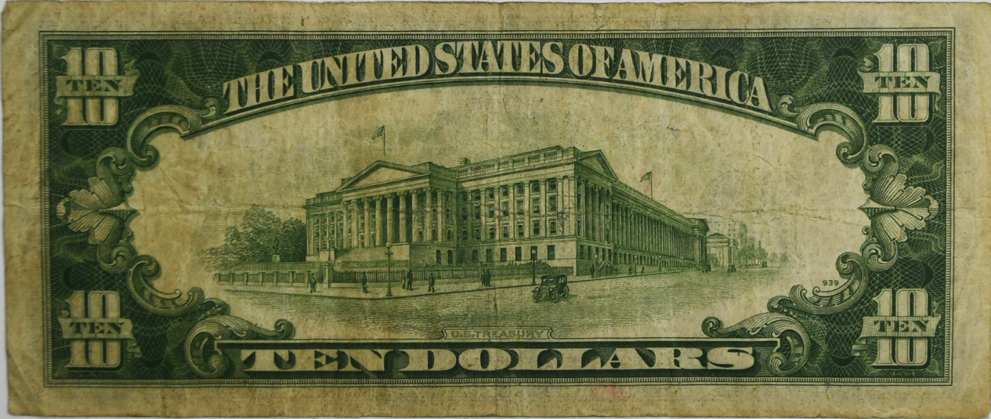 1934 A $10 Silver Certificate Note WWII Emergency Issue North Africa B10817410A